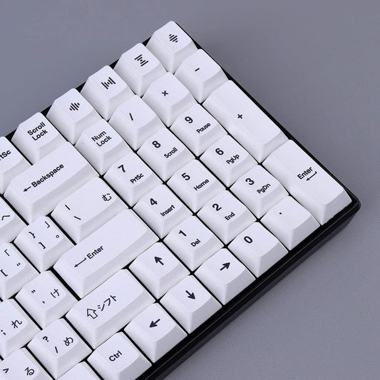 Premium White Keycaps Set - 129 Cherry Profile Dye-Sub PBT for GH60, GK64, GK61, 68/87/104 Keyboards - Minimalist Design